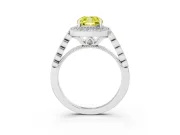 Cushion Cut Graduated Milgrain Halo Engagement Ring Setting for a Fancy Yellow Lab-Grown Diamond | White Gold