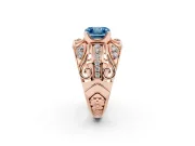 Asscher Cut Art Deco Engagement Ring Setting for a Fancy Blue Lab-Grown Diamond | Rose Gold