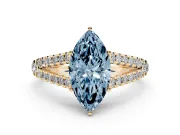 Marquise Graduated Split Shank Engagement Ring Setting for a Fancy Blue Lab-Grown Diamond | Yellow Gold