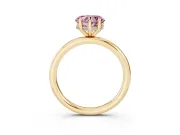 Fancy Pink Heart Cut Diamond Solitaire Ring Set in Yellow gold with Thin Band and Prong Setting