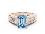 Emerald Cut Channel-Set Engagement Ring Setting for a Fancy Blue Lab-Grown Diamond | Rose Gold