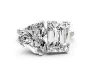 Emerald Cut and Heart-Shaped Lab-Grown Diamond Toi et Moi Engagement Ring | Sterling Silver