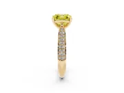 Fancy Yellow Asscher Cut Diamond Solitaire Engagement Ring Set in Yellow gold with Multi-Row Round Pavé Band and Prong Setting