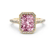 Radiant Cut Halo Engagement Ring Setting for a Fancy Pink Lab-Grown Diamond | Yellow Gold - Design NV-24729