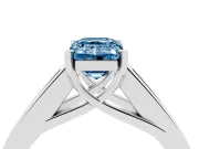Emerald Cut Channel-Set Engagement Ring Setting for a Fancy Blue Lab-Grown Diamond | Sterling Silver