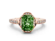 Radiant Cut Floral Pavé Engagement Ring Setting for a Fancy Green Lab-Grown Diamond | Rose Gold