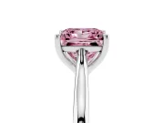 Fancy Pink Princess Cut Diamond Solitaire Ring Set in White gold with Cathedral Band and Prong Setting
