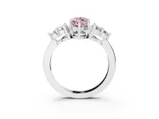 Marquise Cluster Side Stone Engagement Ring Setting for a Fancy Pink Lab-Grown Diamond | Plain Band | Sterling Silver