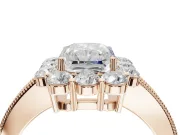 Radiant Cut Vintage Halo Engagement Ring Setting | Milgrain Channel Band | Rose Gold