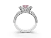 Oval Vintage Pave Engagement Ring Setting for a Fancy Pink Lab-Grown Diamond | Milgrain Edges | Sterling Silver