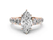Marquise Graduated Side Stone Engagement Ring Setting | Flat Top Band | Rose Gold
