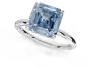 Asscher Cut Hidden Halo Ring Setting for a Fancy Blue Lab-Grown Diamond | Sterling Silver
