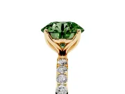 Round Pave Engagement Ring Setting for a Fancy Green Lab-Grown Diamond | Slim Band | Yellow Gold