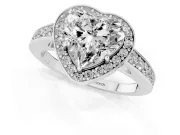 Heart Cut Diamond Halo Pavé Engagement Ring Set in Silver with Bezel Setting