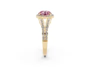 Round Halo Engagement Ring Setting for a Fancy Pink Lab-Grown Diamond | Pave Split Shank | Yellow Gold