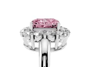 Radiant Cut Cluster Halo Engagement Ring Setting for a Fancy Pink Lab-Grown Diamond | Large Round Accents | Platinum