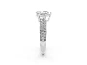 Pear-Shaped Three Row Pave Solitaire Engagement Ring Setting | Double Claw Prongs | White Gold