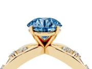 Round Loop Engagement Ring Setting for a Fancy Blue Lab-Grown Diamond | Yellow Gold