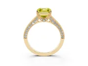 Asscher Cut Hidden Halo Engagement Ring Setting for a Fancy Yellow Lab-Grown Diamond | Milgrain Pave | Yellow Gold