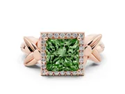 Princess Cut Floral Halo Engagement Ring Setting for a Fancy Green Lab-Grown Diamond | Rose Gold