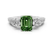Emerald Cut Engagement Ring Setting for a Fancy Green Lab-Grown Diamond | Sterling Silver - Design NV-24907