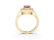 Radiant Cut Halo Engagement Ring Setting for a Fancy Pink Lab-Grown Diamond | Polished Halo Rim | Yellow Gold