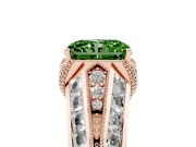 Fancy Green Radiant Cut Diamond Vintage-Inspired Milgrain Ring Set in Rose gold with Accent Split Shank