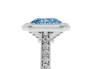 Radiant Cut Halo Engagement Ring Setting for a Fancy Blue Lab-Grown Diamond | Sterling Silver - Design NV-24721