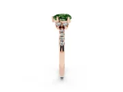 Heart-Shaped Side Stone Engagement Ring Setting for a Fancy Green Lab-Grown Diamond | Pave Band | Rose Gold