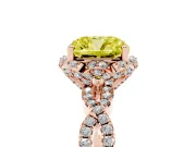 Cushion Cut Milgrain Halo Engagement Ring Setting for a Fancy Yellow Lab-Grown Diamond | Graduated Shoulders | Rose Gold