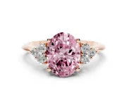 Oval Cluster Accent Engagement Ring Setting for a Fancy Pink Lab-Grown Diamond | Rose Gold