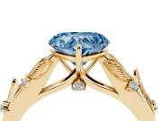 Heart-Shaped Leaf Solitaire Engagement Ring Setting for a Fancy Blue Lab-Grown Diamond | Yellow Gold