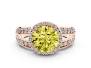 Round Halo Engagement Ring Setting for a Fancy Yellow Lab-Grown Diamond | Split Shank | Rose Gold