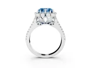 Asscher Cut Floral Halo Engagement Ring Setting for a Fancy Blue Lab-Grown Diamond | Pavé Split Shank | Sterling Silver