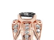 Radiant Cut Art Deco Graduated Engagement Ring Setting for a Black Center | Split Shank | Rose Gold