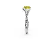 Fancy Yellow Heart Cut Diamond Solitaire Engagement Ring Set in Silver with Twisted Pavé Band and Prong Setting