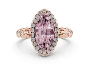 Marquise Leaf Halo Engagement Ring Setting for a Fancy Pink Lab-Grown Diamond | Rose Gold
