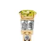 Round Channel Set Baguette Engagement Ring Setting for a Fancy Yellow Lab-Grown Diamond | Paired Baguettes | Yellow Gold
