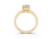 Round Cut Diamond Solitaire Ring Set in Yellow gold with Prong Head and Smooth Polished Band
