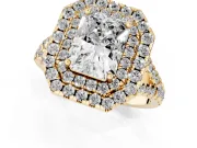 Radiant Cut Halo Split Shank Engagement Ring Setting | Yellow Gold