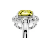 Princess Cut Graduated Milgrain Halo Engagement Ring Setting for a Fancy Yellow Lab-Grown Diamond | White Gold
