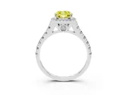 Cushion Cut Accented Halo Engagement Ring Setting for a Fancy Yellow Lab-Grown Diamond | White Gold