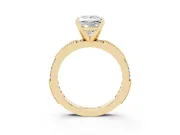 Princess Cut Vintage Pavé Solitaire Engagement Ring Setting | Milgrain Edges | Yellow Gold