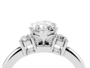 Three-Stone Marquise Cut Diamond Ring Set in Silver with Prong Setting and Plain Band