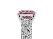 Emerald Cut Close Set Pave Engagement Ring Setting for a Fancy Pink Lab-Grown Diamond | Multi Row | Sterling Silver