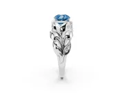 Cushion Cut Leaf Bypass Engagement Ring Setting for a Fancy Blue Lab-Grown Diamond | Platinum