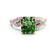 Radiant Cut Floral Engagement Ring Setting for a Fancy Green Lab-Grown Diamond | Marquise Side Stones | Rose Gold