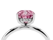 Cushion Cut Micro-Prong Hidden Halo Engagement Ring Setting for a Fancy Pink Lab-Grown Diamond | Plain Band | White Gold