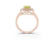 Oval Scalloped Cluster Halo Engagement Ring Setting for a Fancy Yellow Lab-Grown Diamond | Plain Band | Rose Gold