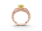 Round Art Deco Graduated Engagement Ring Setting for a Fancy Yellow Lab-Grown Diamond | Rose Gold
